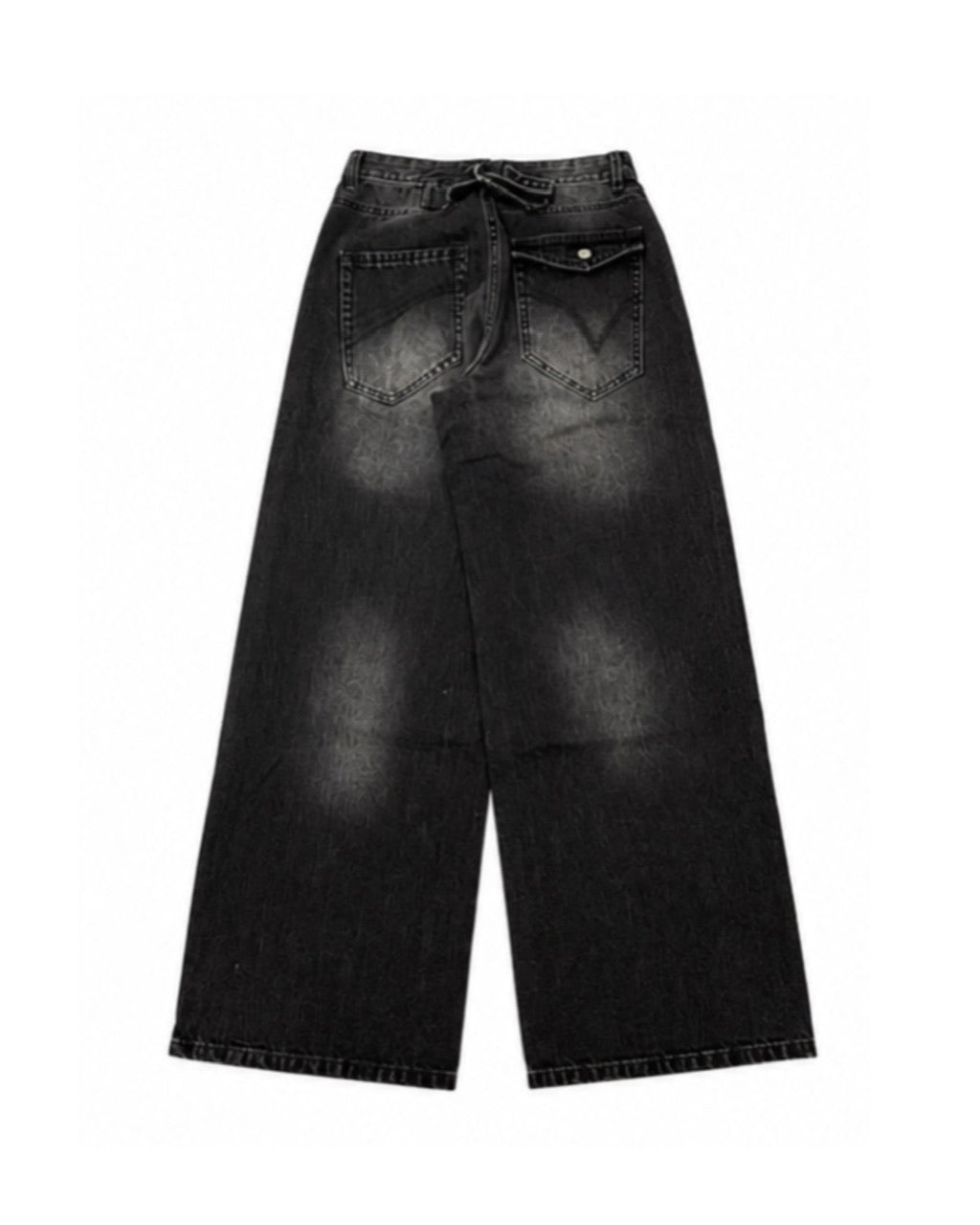 国際配送【Never mind the XU】studs washed wide denim pants (2color)