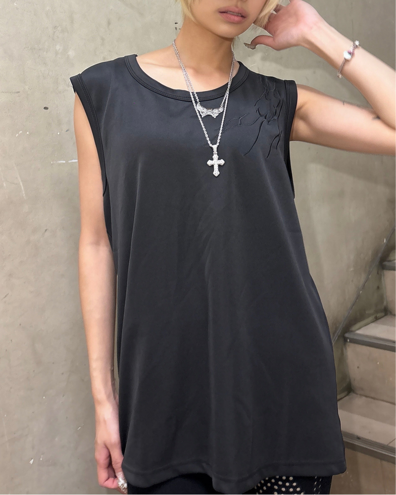 国際配送【Never mind the XU】tribal embroidered tank top (3color)