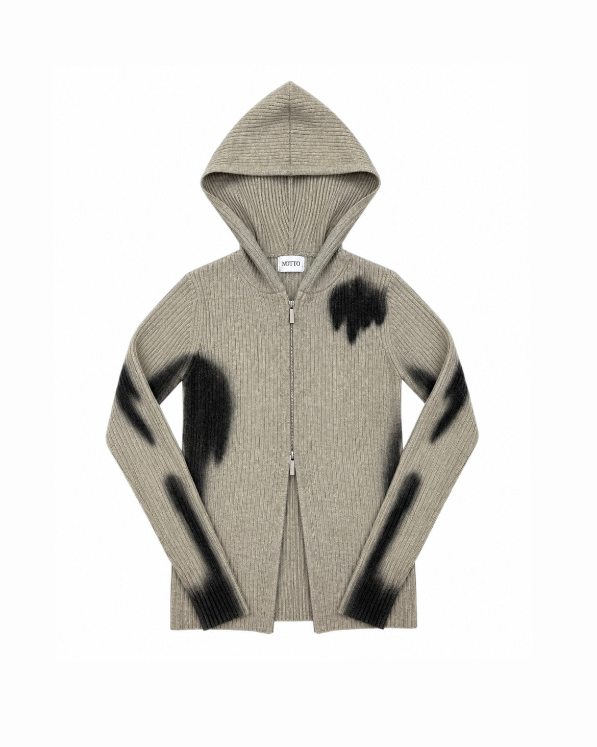 受注制【Never mind the XU】SPRAY WASH ZIP KNIT HOODIE (2color)