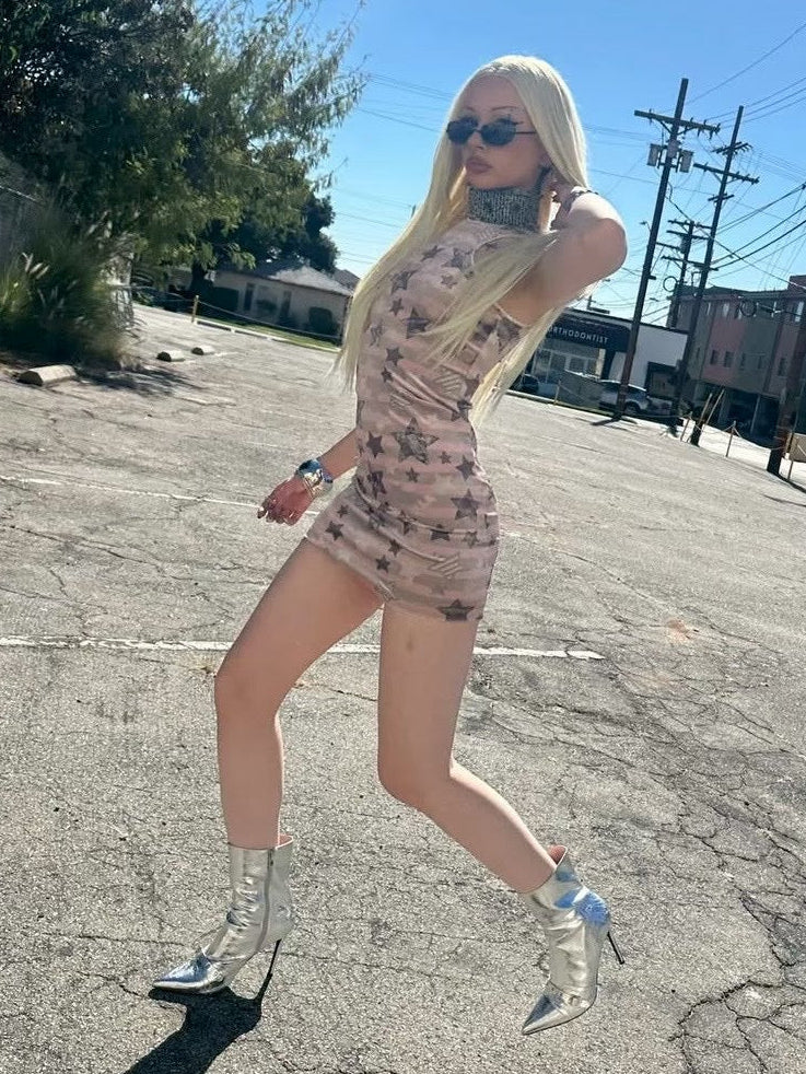 【W.I.A】THOUSAND STARS VELOUR MINI DRESS