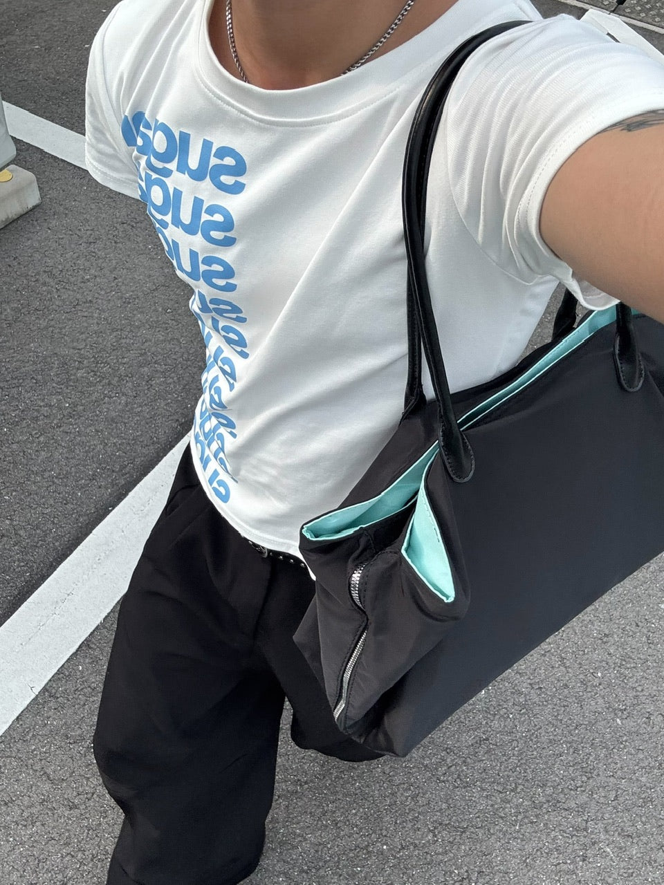 国際配送【RENOL】contrast lining nylon bag