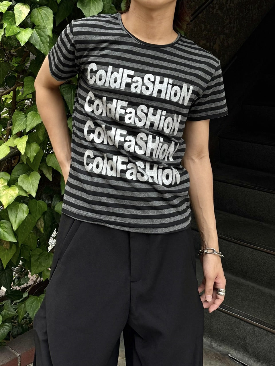 国際配送【RENOL】stripe logo tee