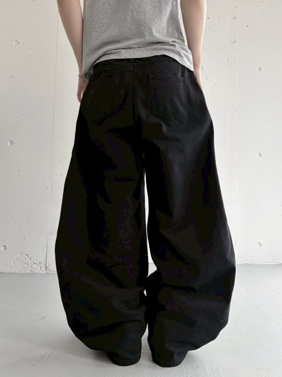 受注制【LUV CODE】curved denim pants (2color)