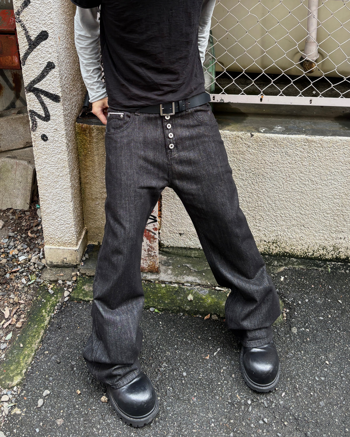 受注制【youll】button fly flare denim pants