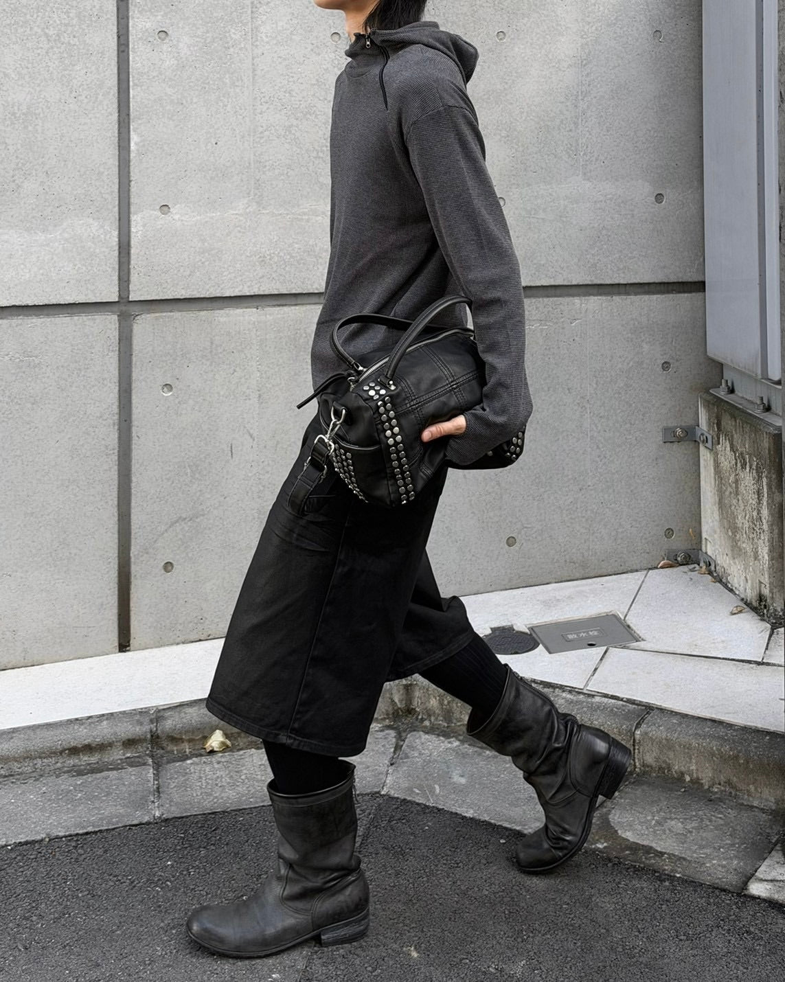 受注制【nmtc+】Diagonal Zip Hood Top (3color)