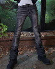 【LECYTO】Glitch Washed Curved Denim Pants