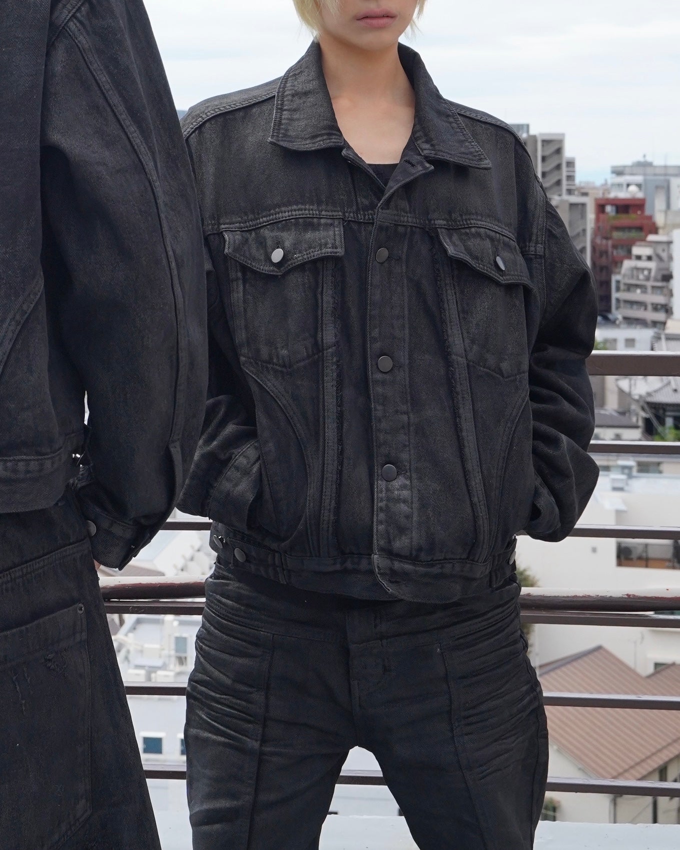 【CHIKASHITSU PLUS HIGH】Washed coating denim jacket