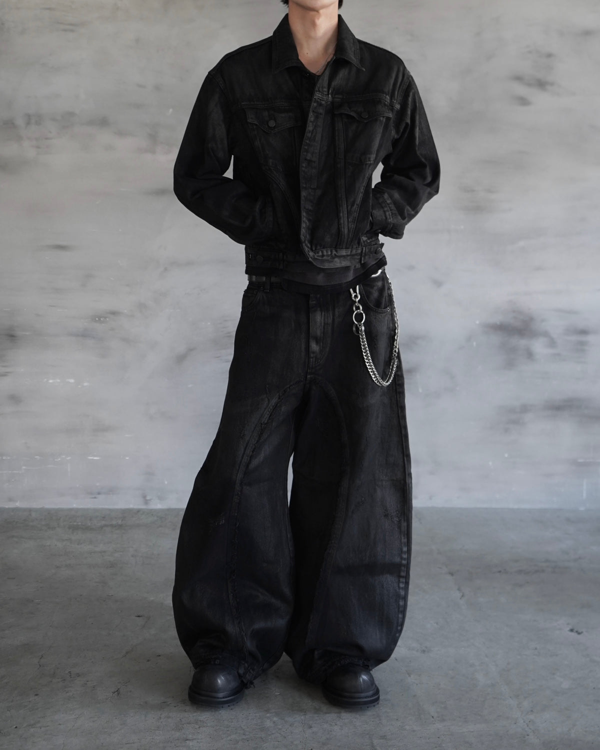 【CHIKASHITSU PLUS HIGH】Washed coating denim jacket