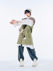 国際配送【Nerd out XU】big button jumper drsess (2color) / 【ナードアウトエックスユー】ビッグボタンジャンパードレス