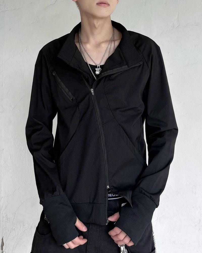 受注制【nmtc+】Asymmetric pocket zip-up Slim Jacket