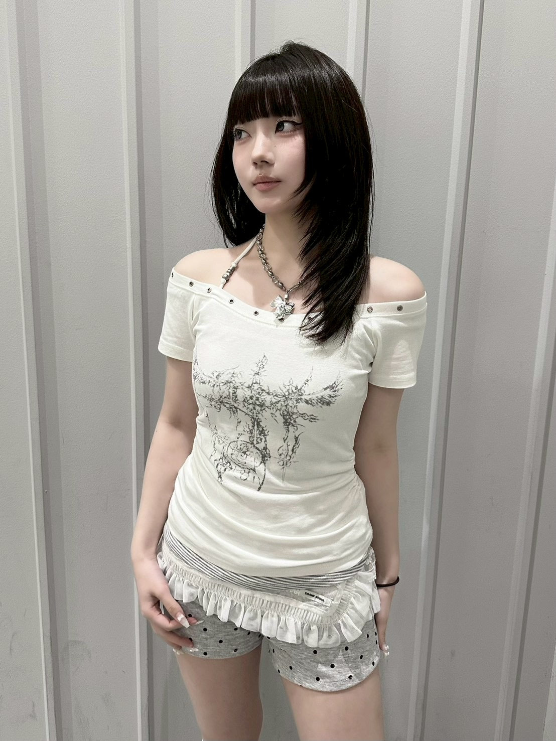 受注制【nmtc+】Anco Studded Halter Neck Tee (3color)