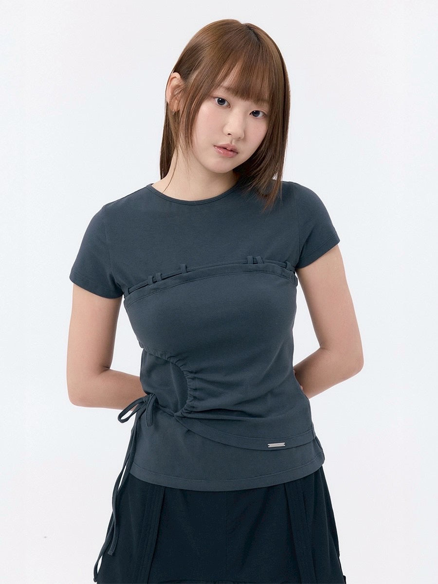 【Miseki seoul】String shirring short sleeve