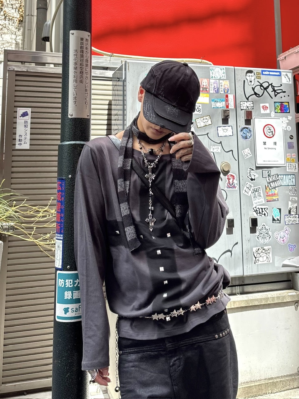 受注制【Never mind the XU】cross print long sleeve (2color)