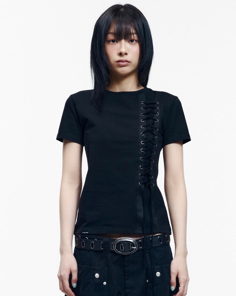 【AAKAM】Eyelet Corset Half Top