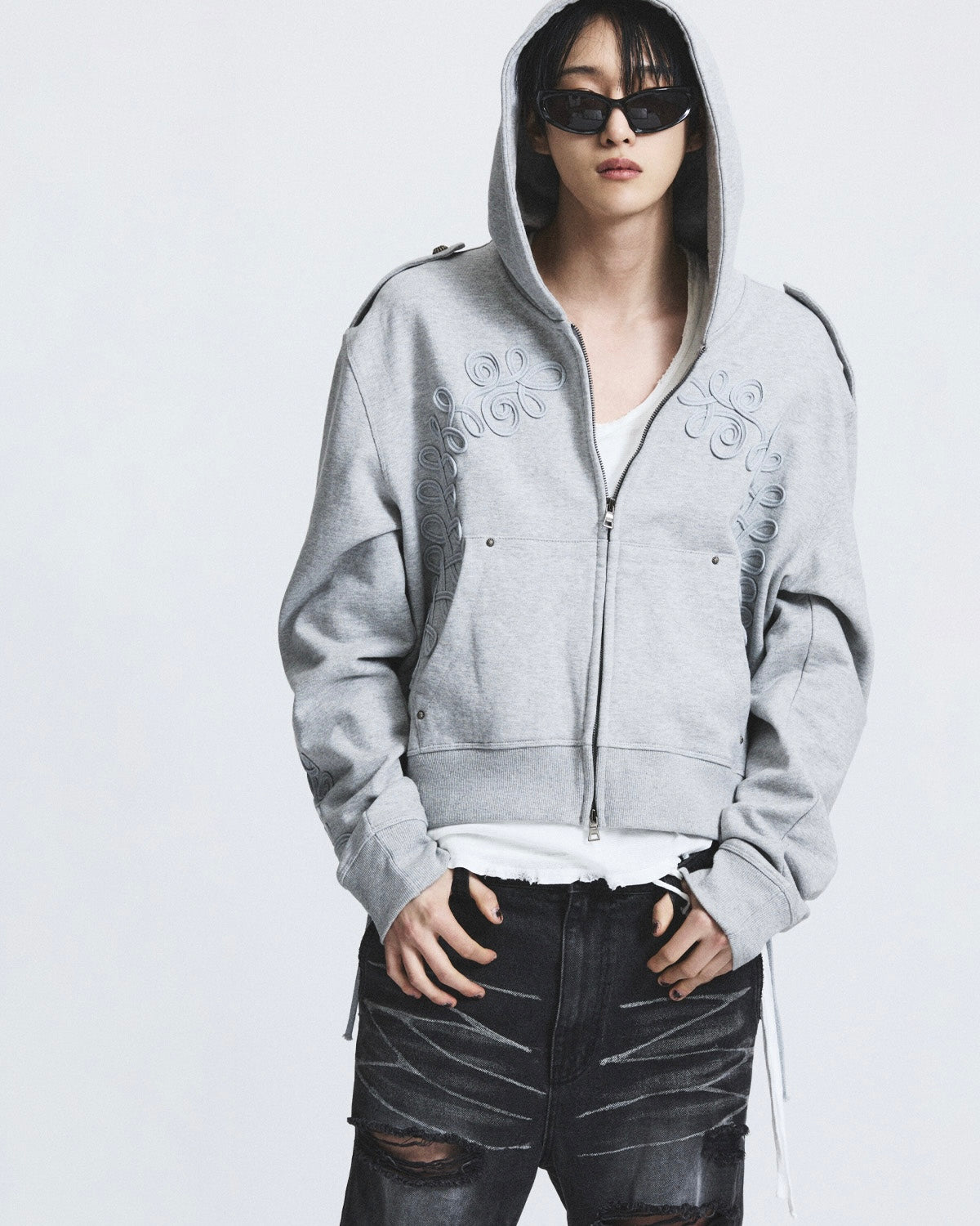 【LECYTO】Baroque Loop Zip-Up Hoodie
