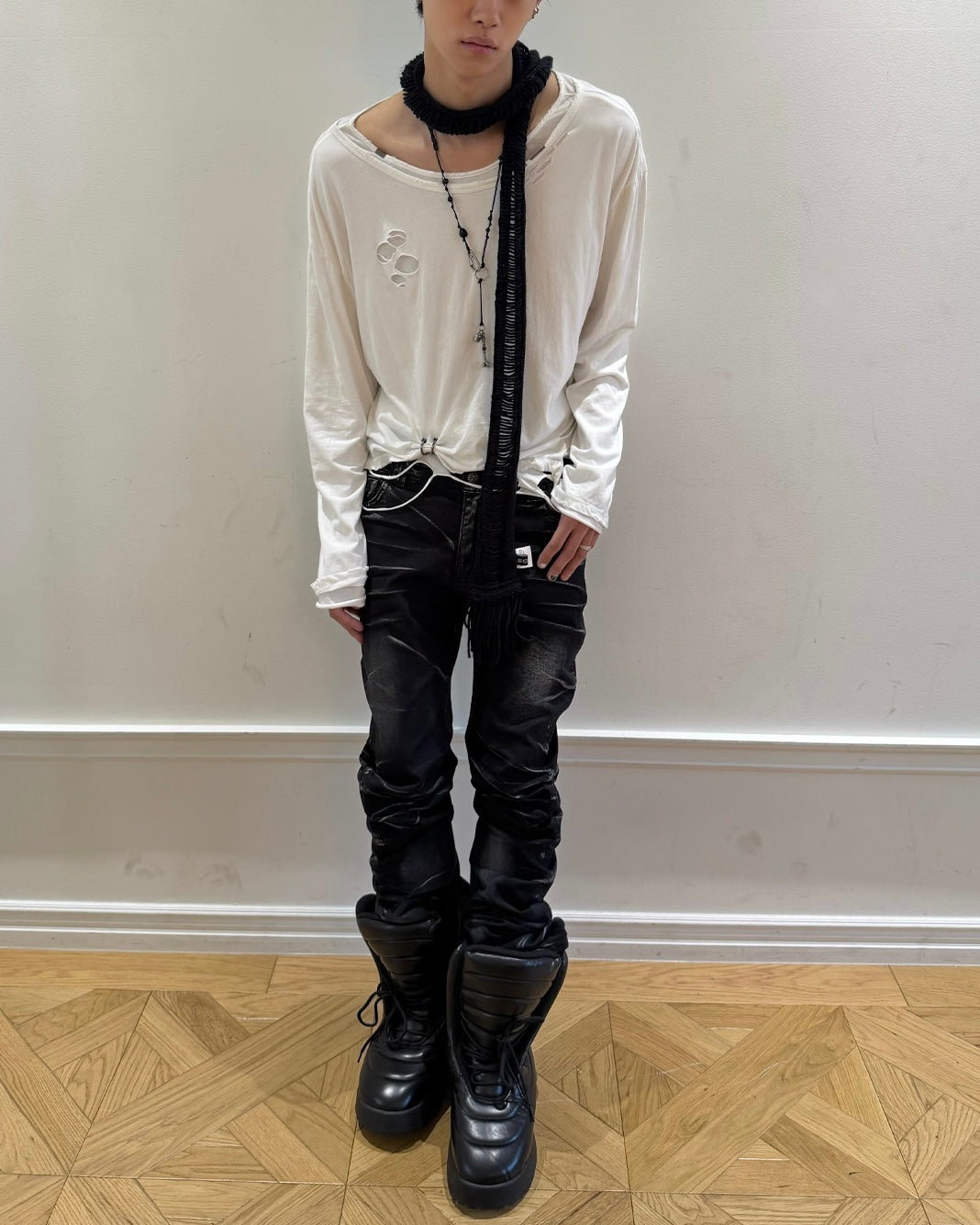 【LECYTO】Frayed Layered Long Sleeve
