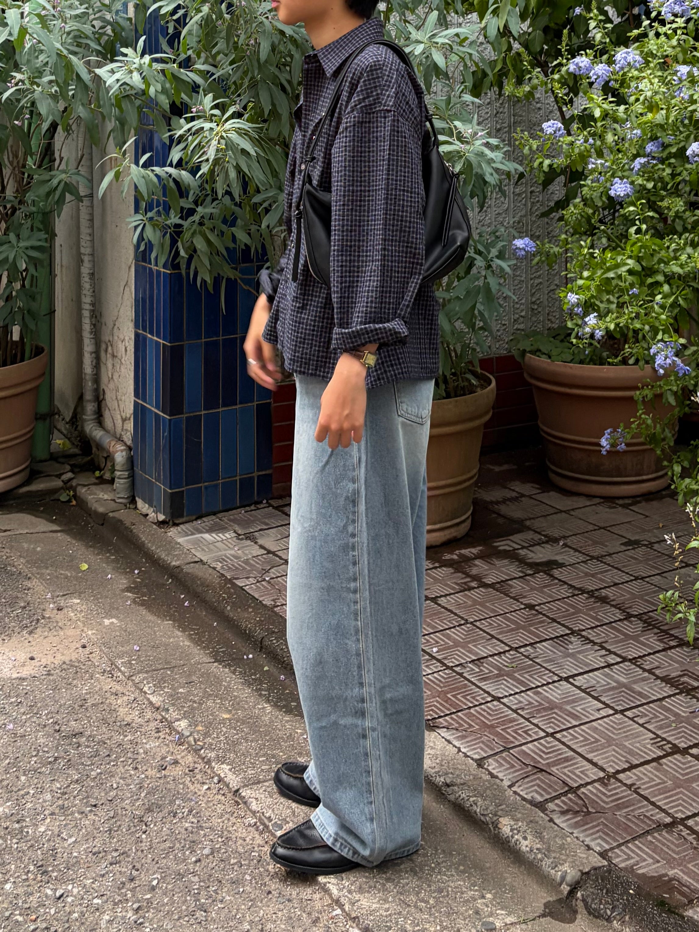 東京店WEB限定受注制【Chikashitsu +】relax check shirt (2color)
