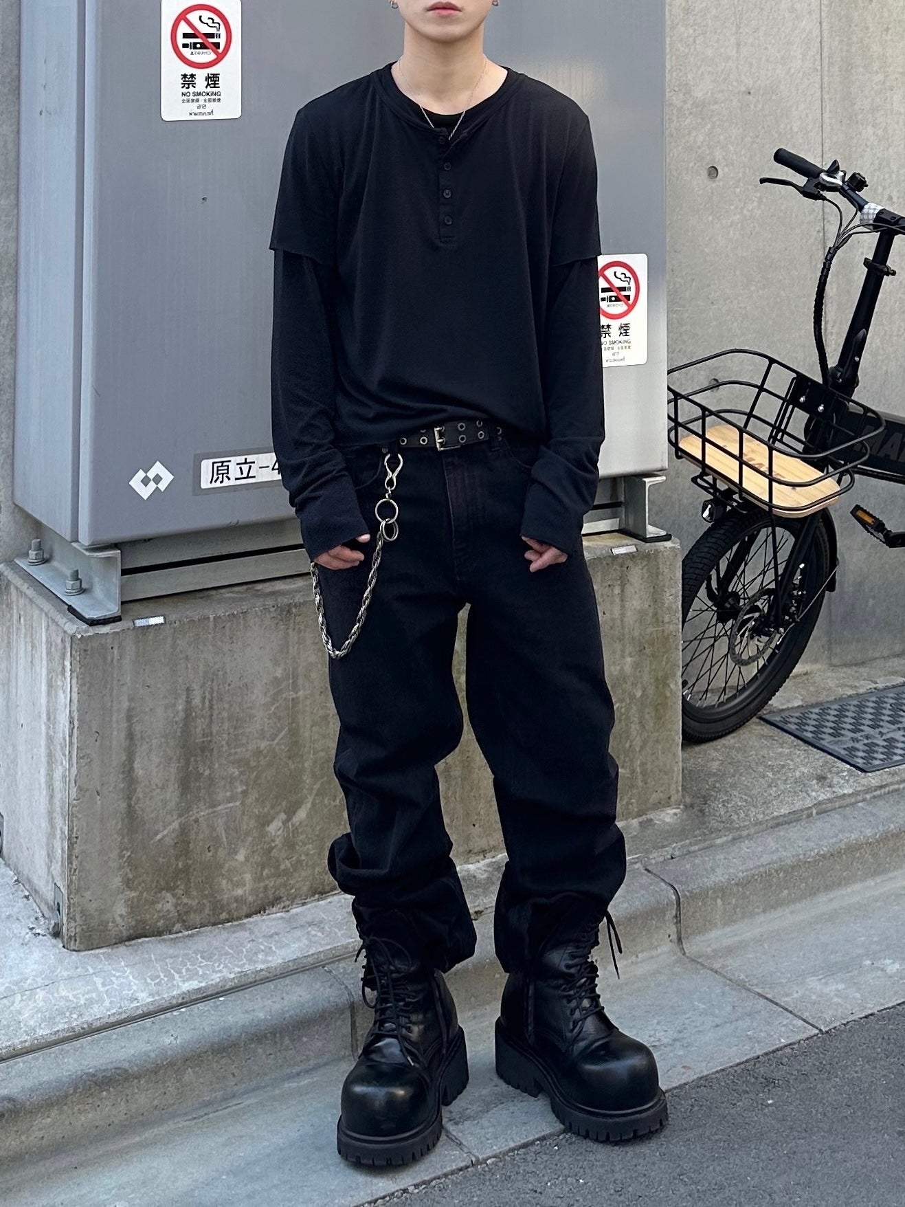 大阪店WEB限定受注制【Chikashitsu +】double layer henry long sleeve (3color)