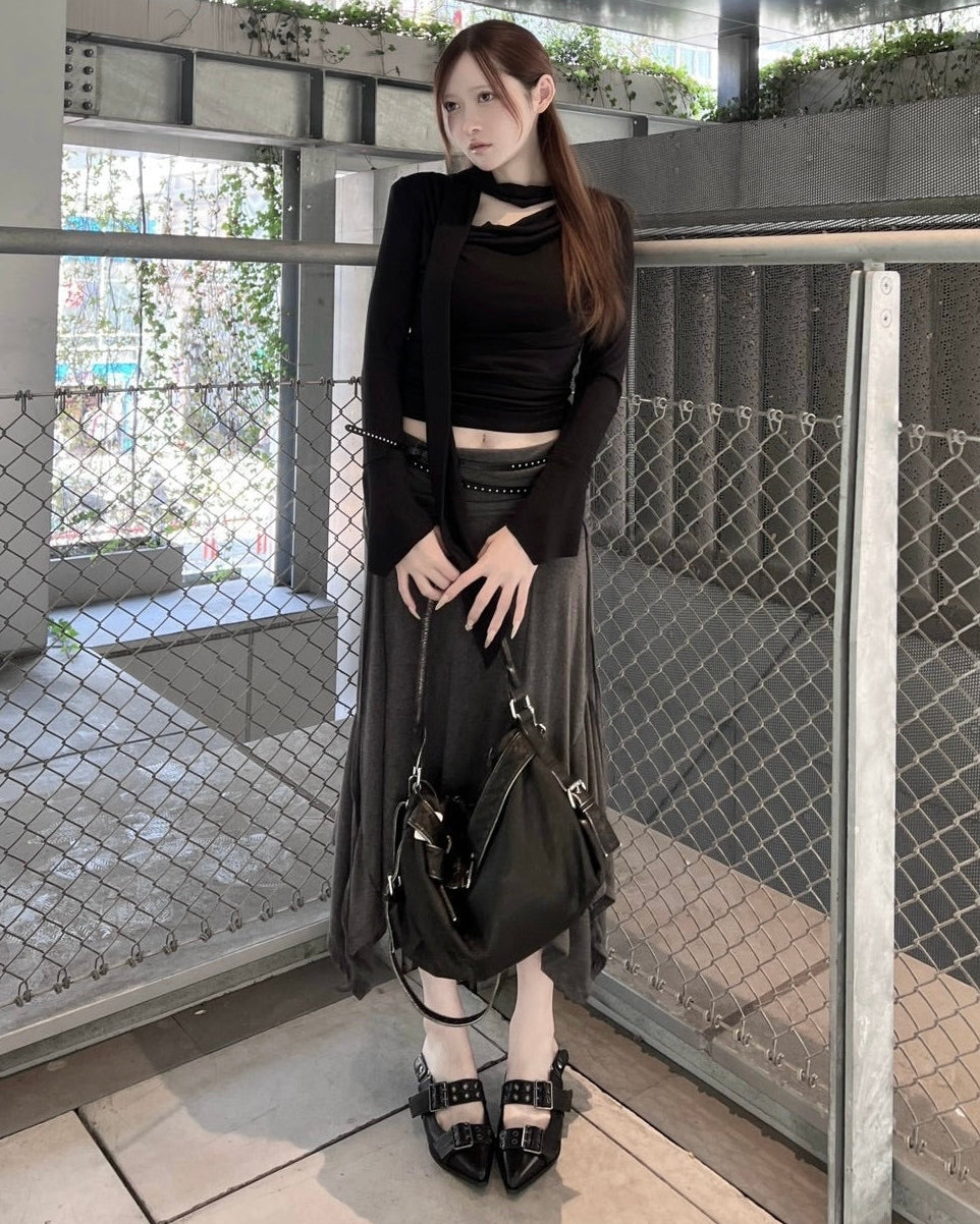 受注制【nmtc+】long tie drape tee (2color)