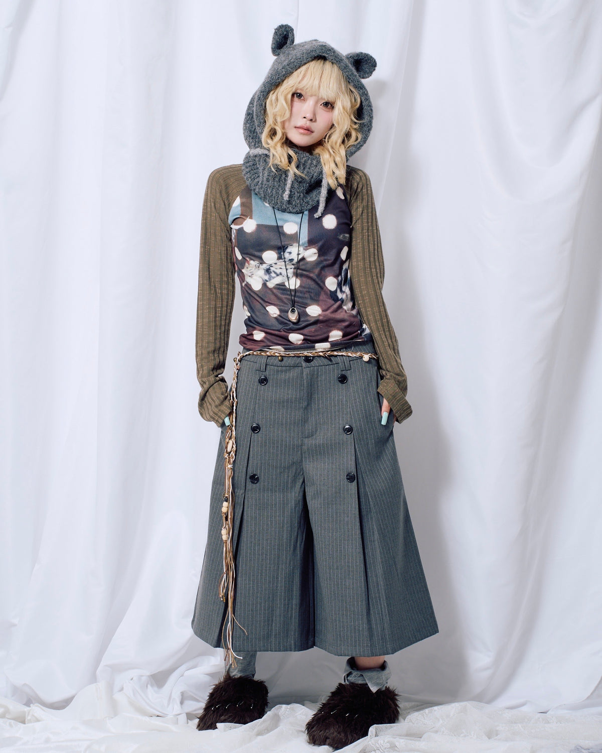 9/18 20:00 発売
国際配送【Nerd out XU】dot dog raglan long sleeve