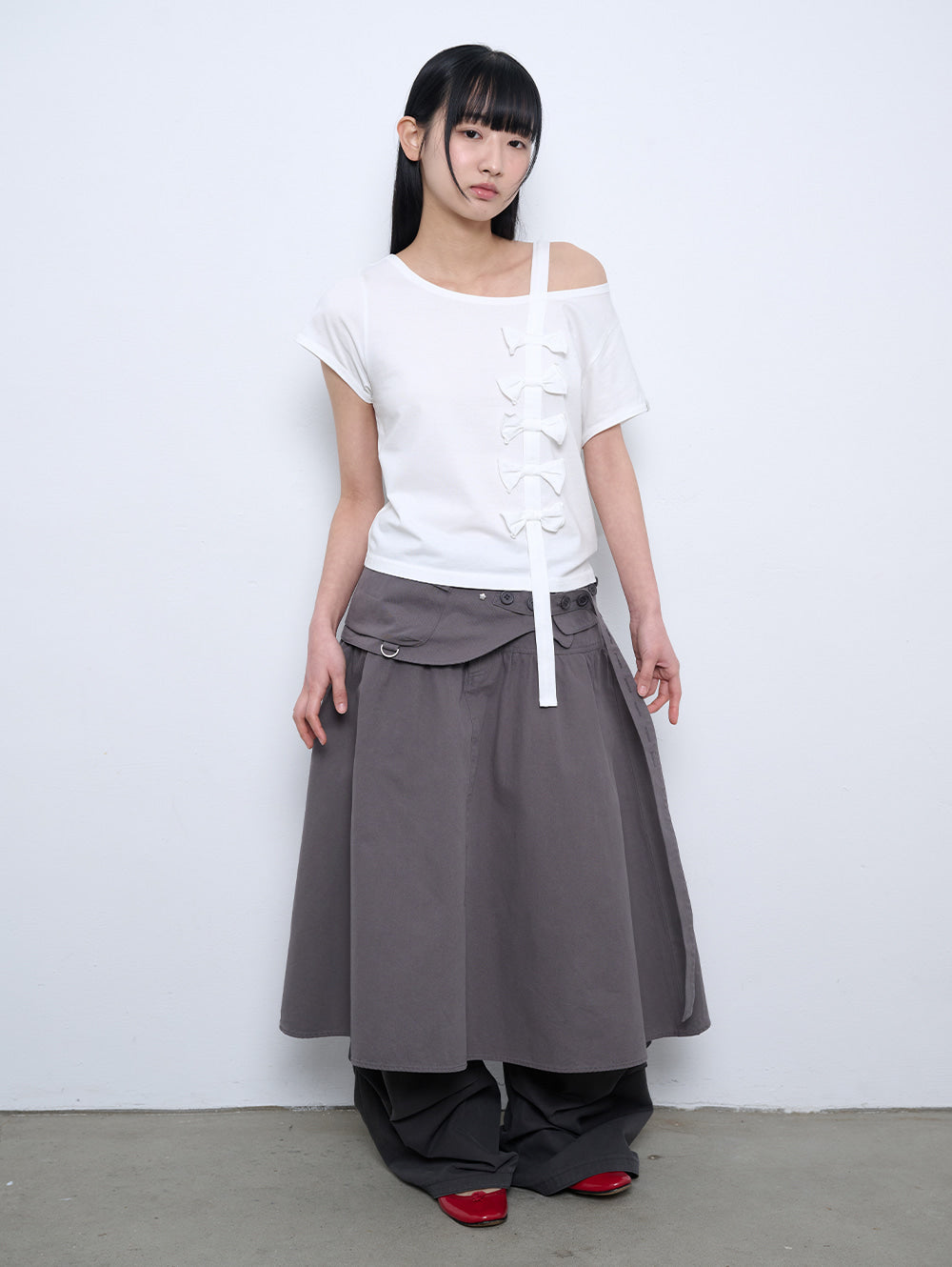 6/8 21:00発売【TUOMIO】WASHED BELT BAG SKIRT