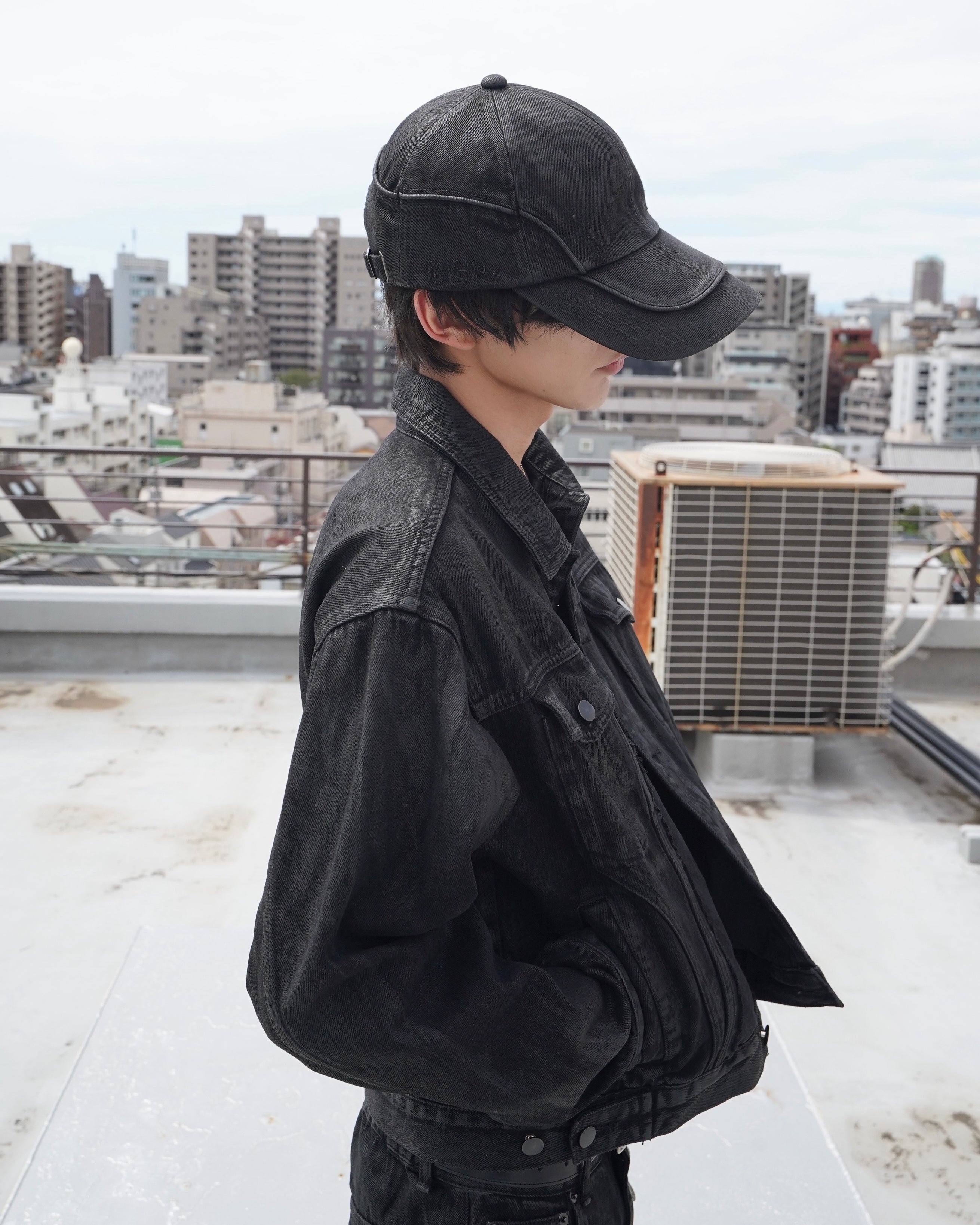 【CHIKASHITSU PLUS HIGH】Arch washed denim cap (coating)