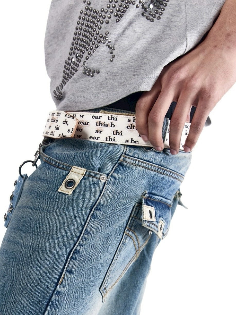 【AAKAM】Typography Leather Belt