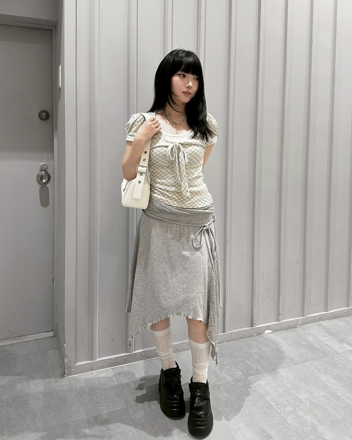 【nmtc+】French Ribbon Check Top (2color)