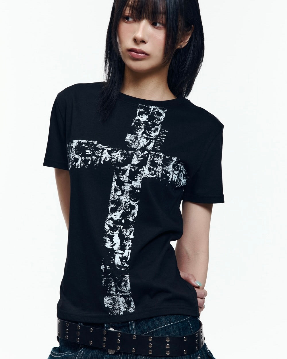【AAKAM】Mosaic Cross Half Top