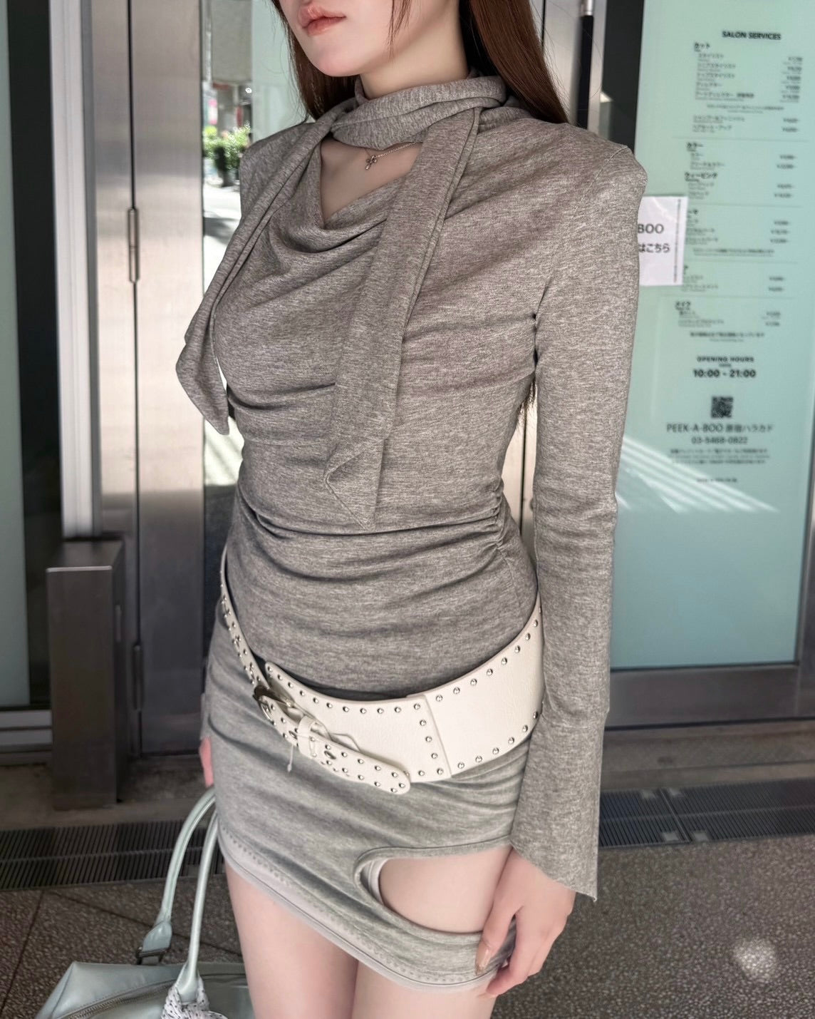 受注制【nmtc+】long tie drape tee (2color)