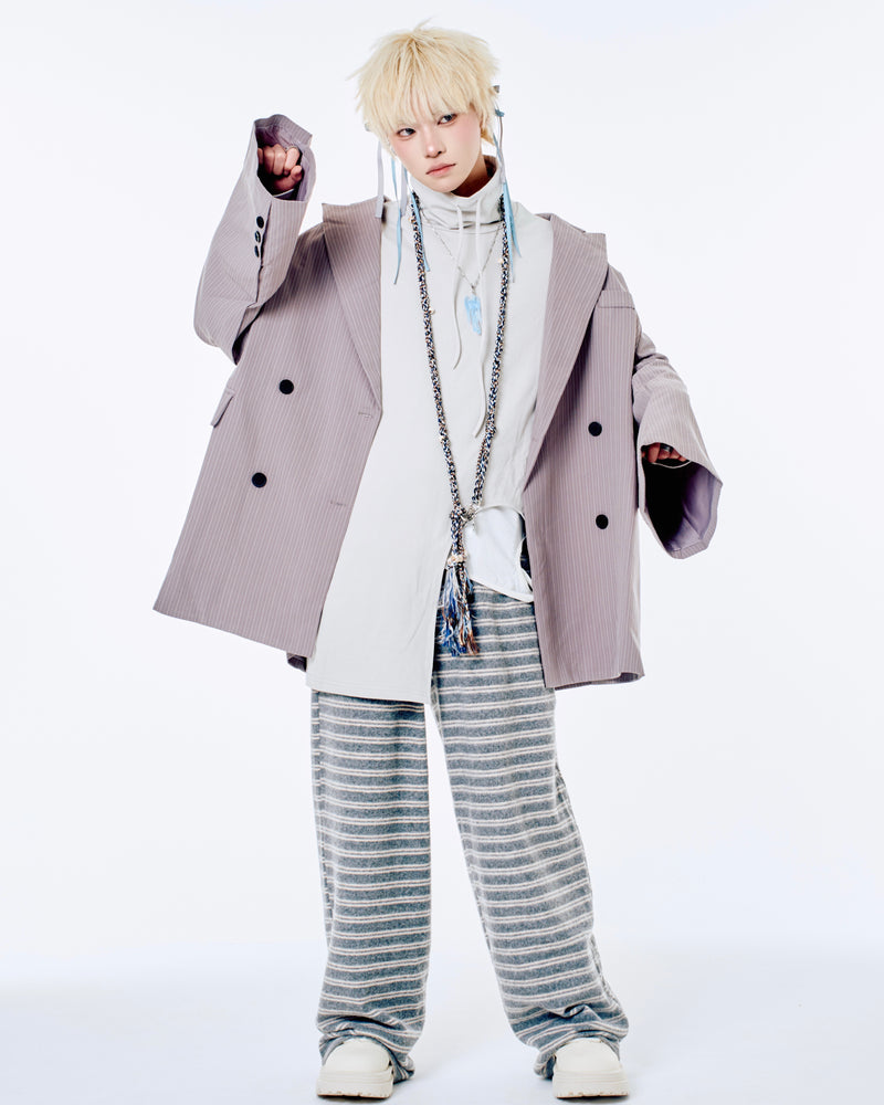 国際配送【Nerd out XU】fleece stripe pants (2color)