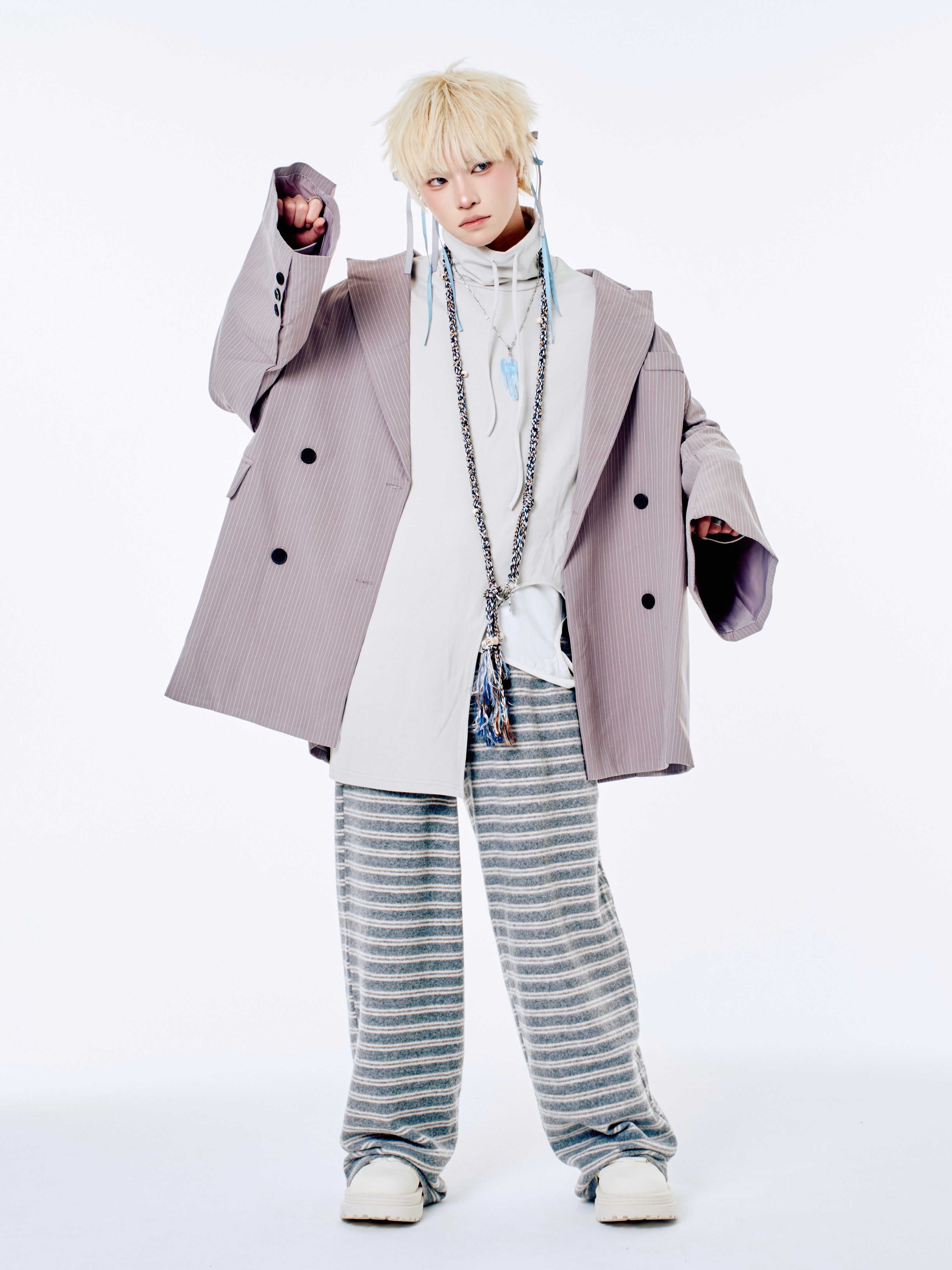 国際配送【Nerd out XU】fleece stripe pants (2color)