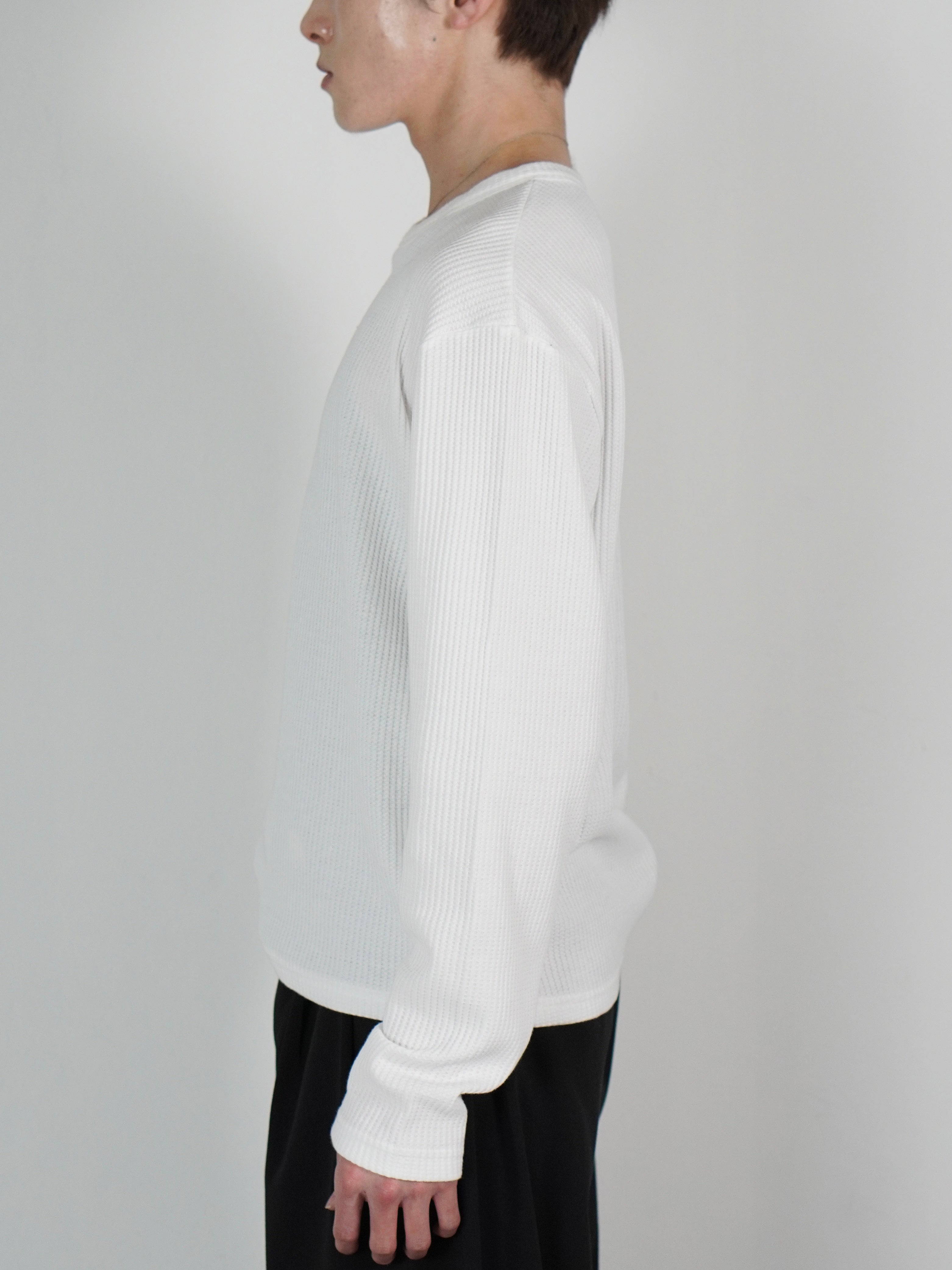 受注制【Chikashitsu +】metal zip waffle long sleeve (2color)
