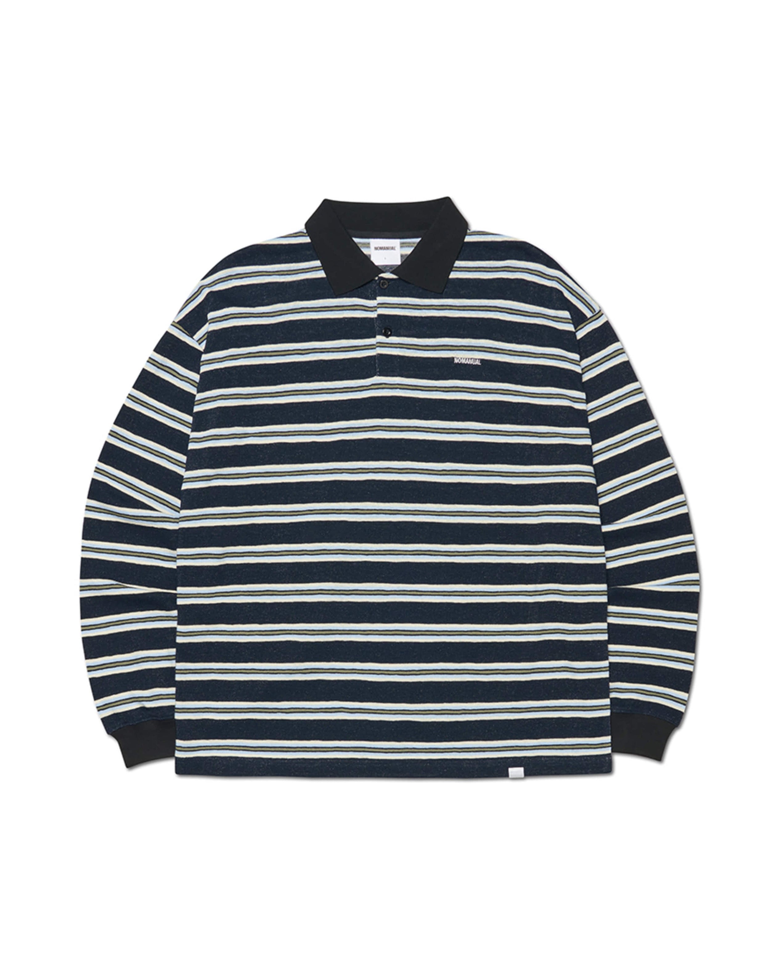 【NOMANUAL】STRIPE POLO LONG SLEEVE TEE