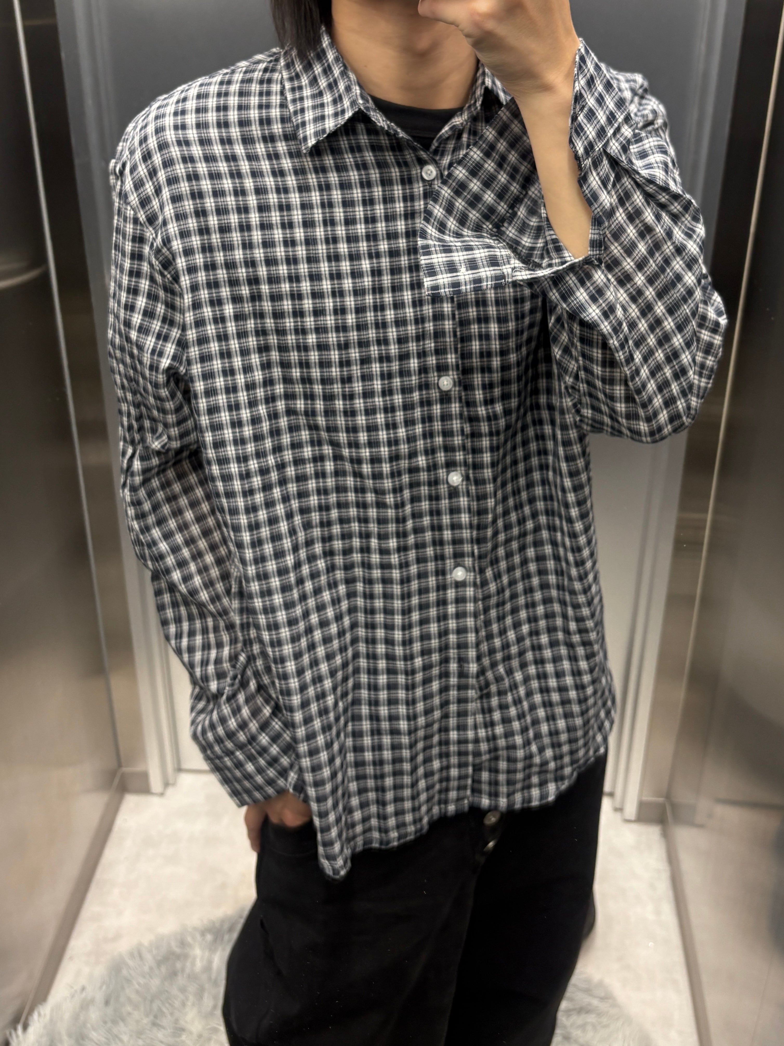 受注制【youll】sheer check shirt (3color)