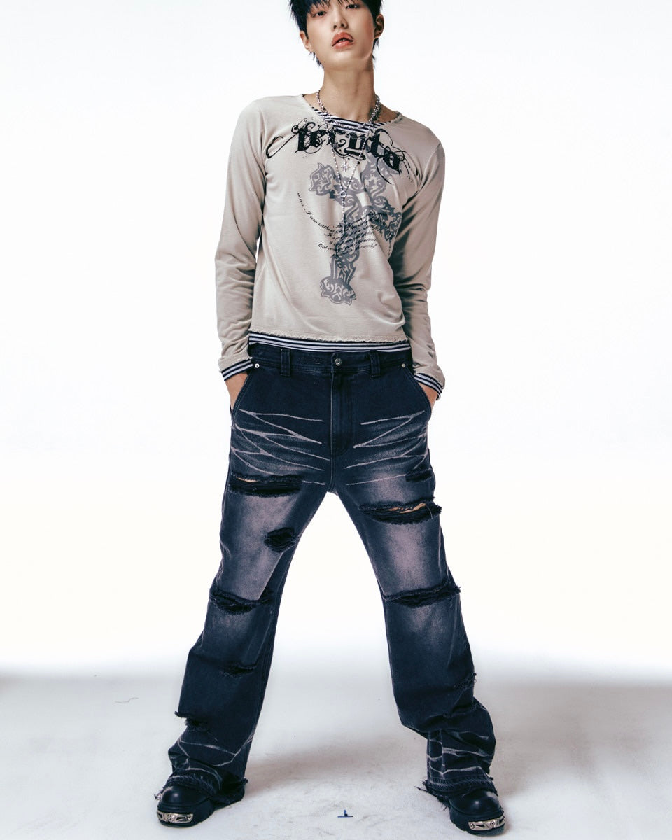 【LECYTO】Xenon Cross Stripe T-Shirt