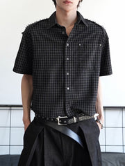 5/23 20:00発売【CHIKASHITSU PLUS HIGH】Raw edge seersucker check shirt