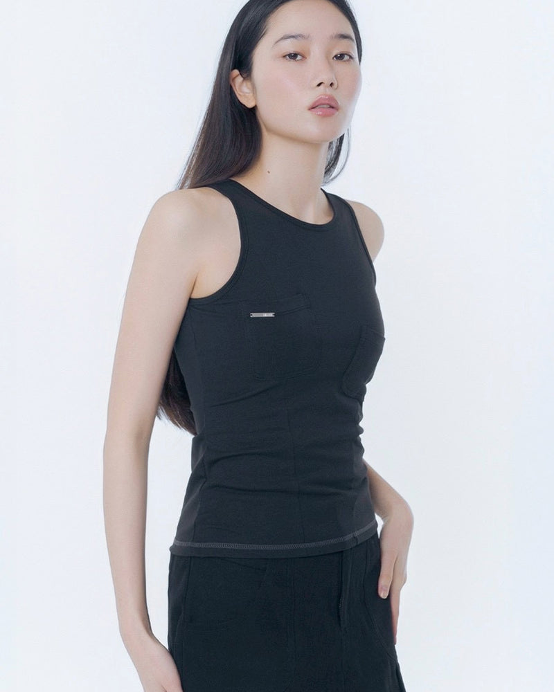 【Miseki seoul】Pocket pointed sleeveless