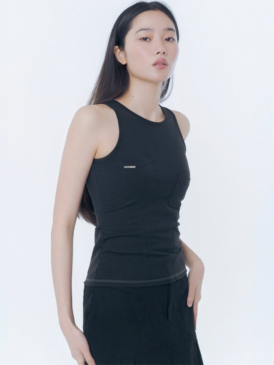 【Miseki seoul】Pocket pointed sleeveless