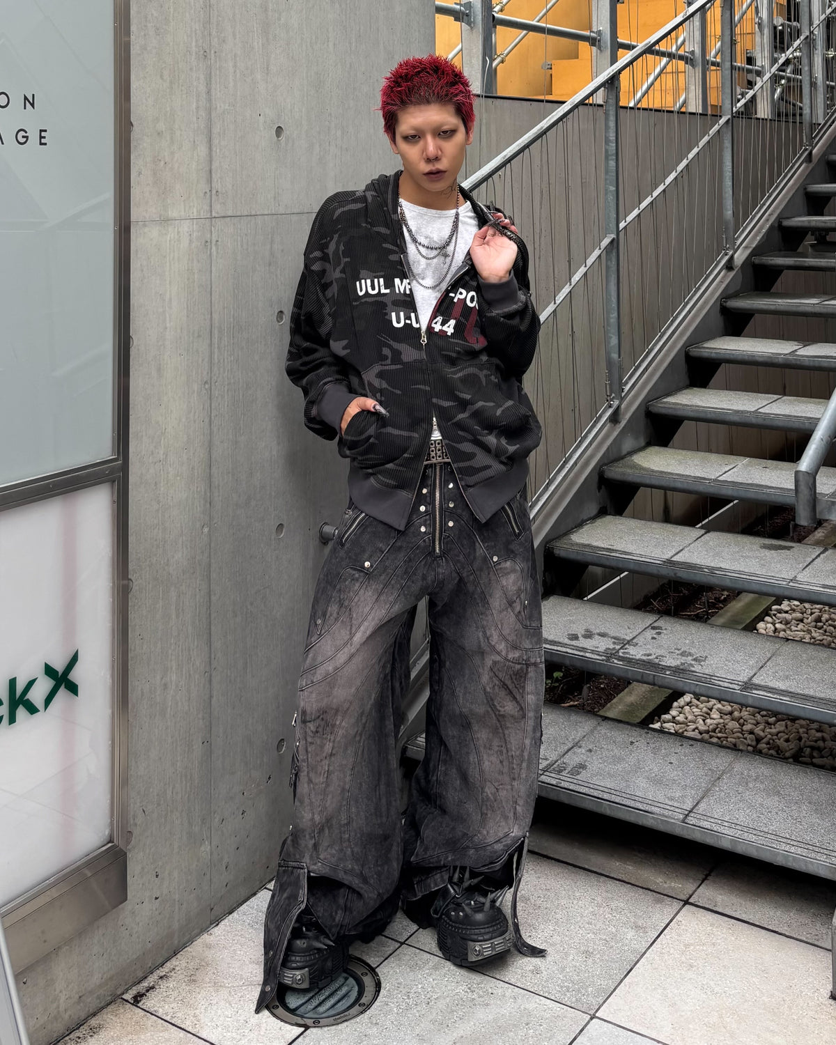 受注制【Never mind the XU】MILITARY CAMO THERMAL ZIP HOODIE (2color)