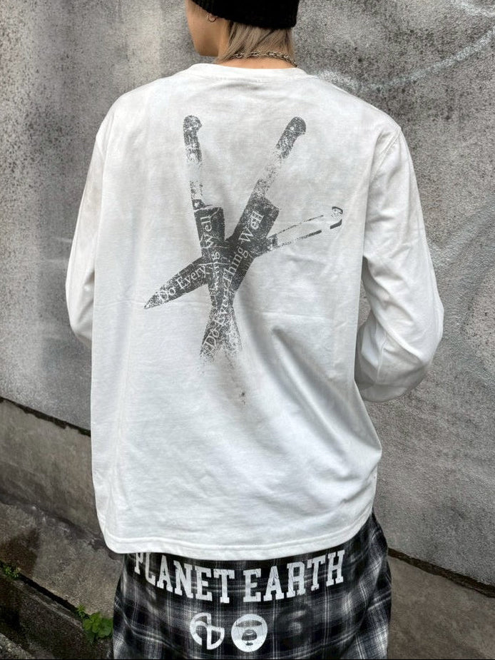 国際配送【Never mind the XU】stencil logo long sleeve tee
