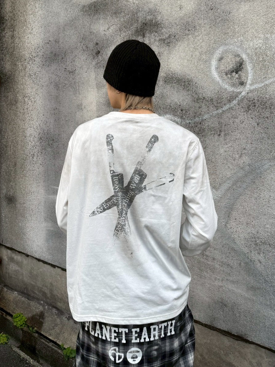 国際配送【Never mind the XU】stencil logo long sleeve tee