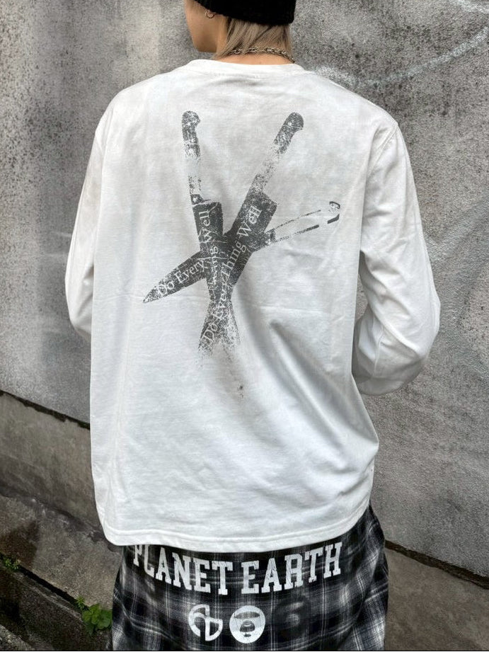 国際配送【Never mind the XU】stencil logo long sleeve tee