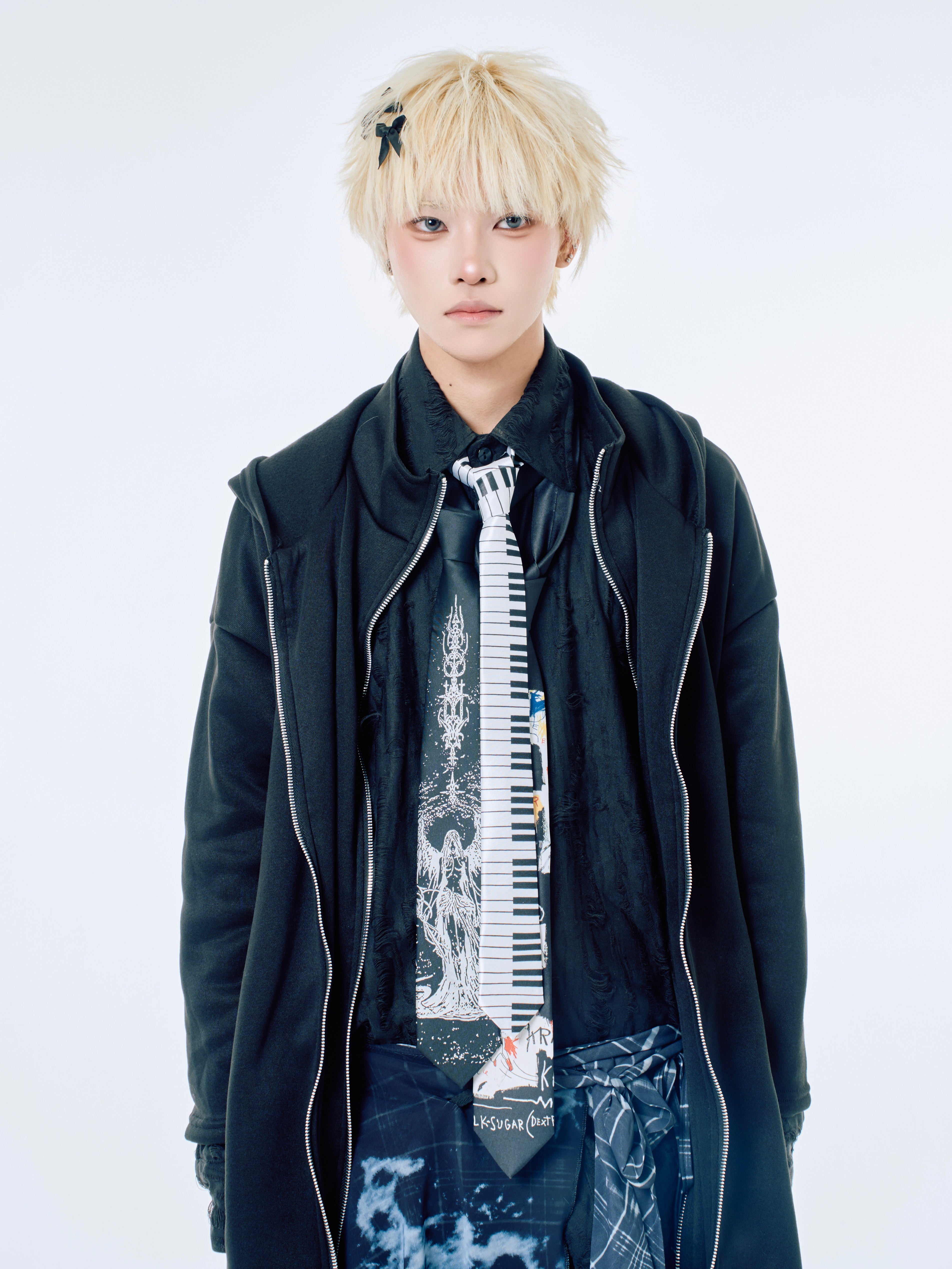 国際配送【Nerd out XU】big layered zip hoodie (2color) / 【ナードアウトエックスユー】ビックレイヤードジップフーディー