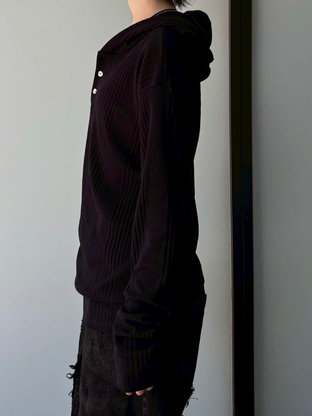 受注制【nmtc+】hooded henley neck long sleeve (3color)
