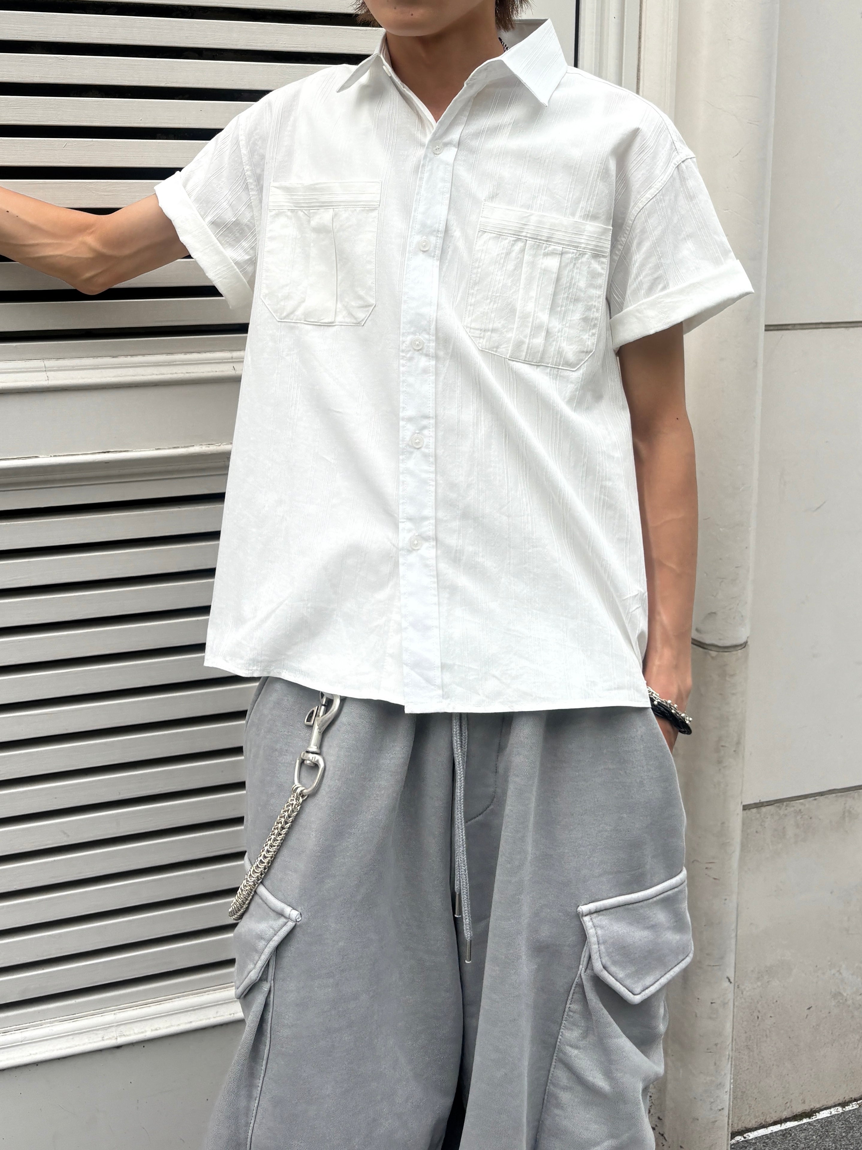 受注制【youll】jacquard cropped shirt (2color)