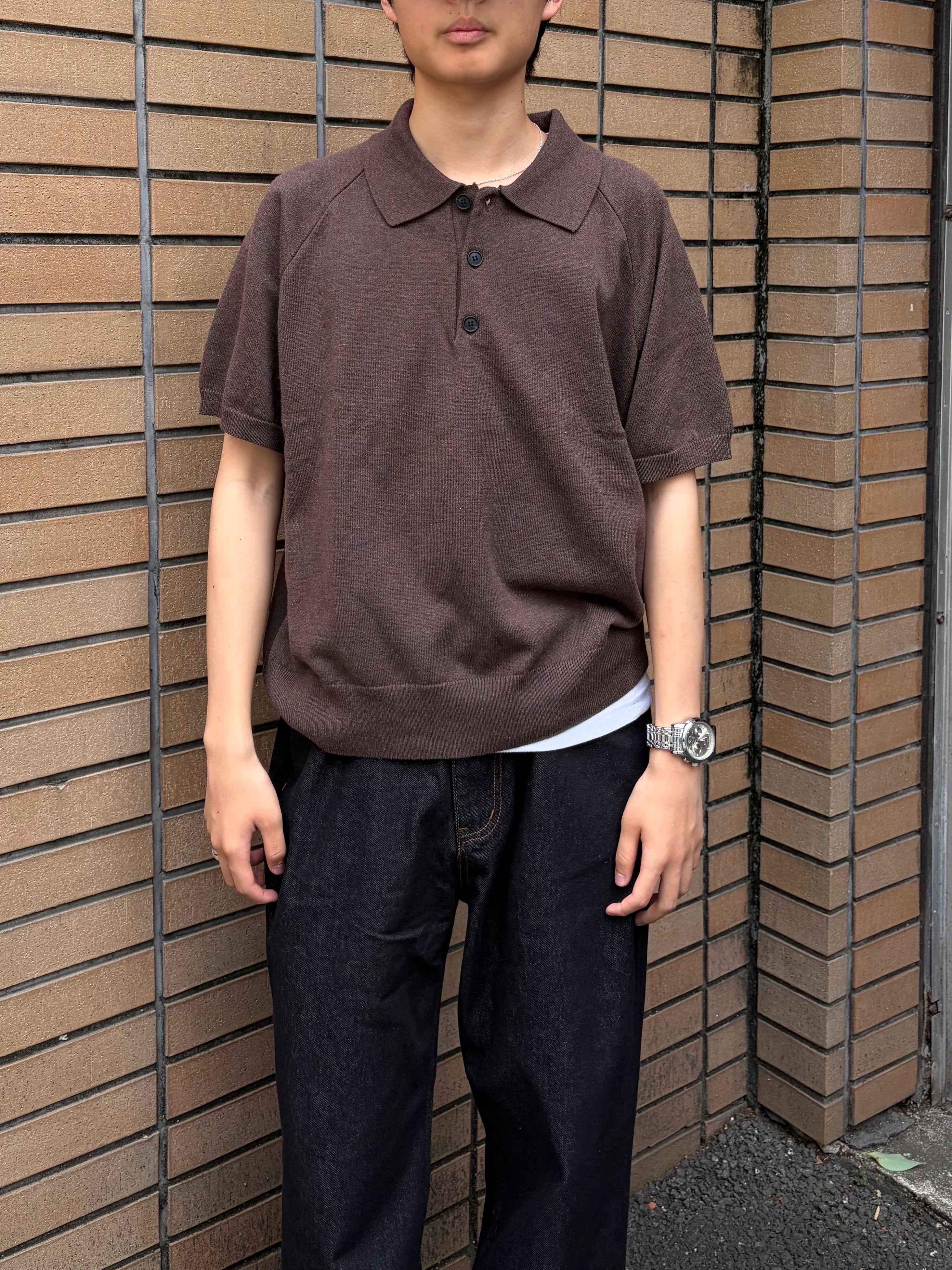東京店WEB限定受注制【Chikashitsu +】cropped knit poloshirt (3color)