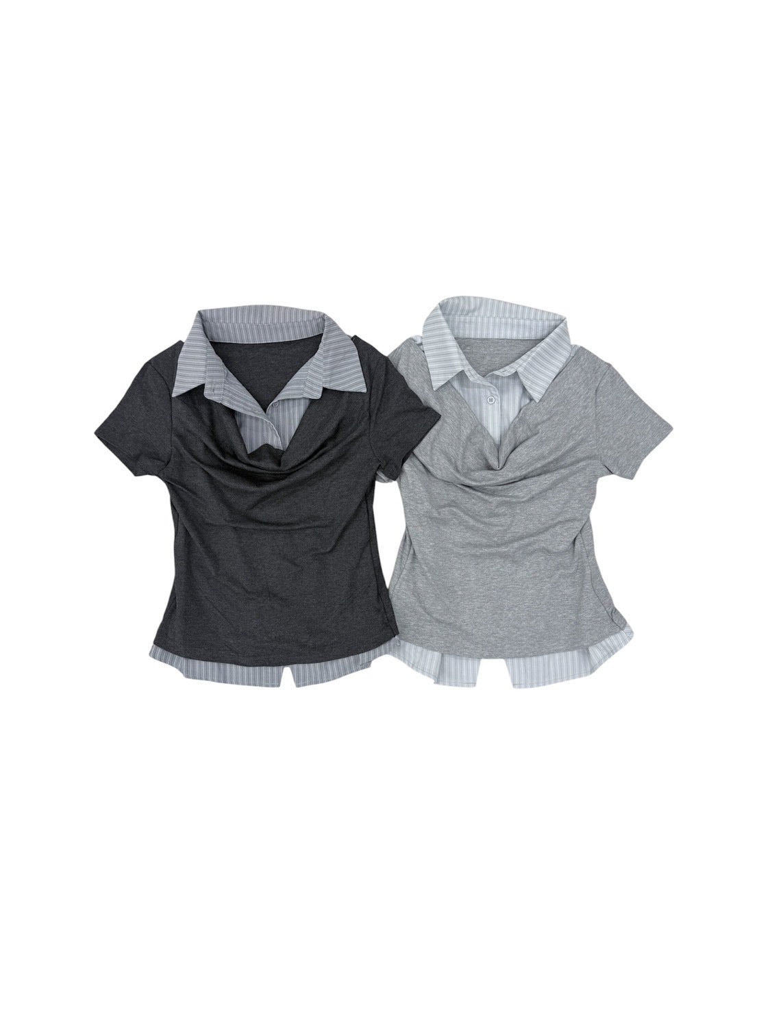 7/10 20:00発売 受注制【nmtc+】Layered Draped Shirring Shirt Top (2color)