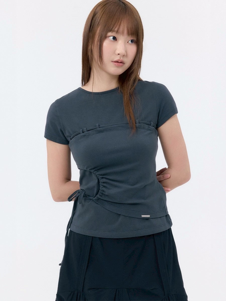 【Miseki seoul】String shirring short sleeve