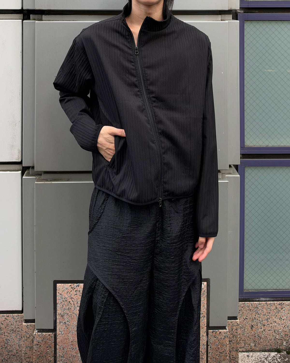 受注制【youll】pleated asymmetry jacket (3color)